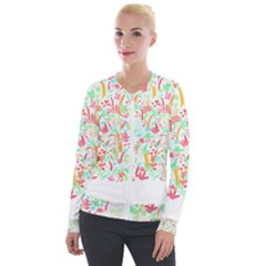 Pattern T- Shirtthe Watercolor Jungle Pattern 1 T- Shirt Velvet Zip Up Jacket