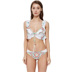 Pop Art T- Shirt Retro Star 3 Low Cut Ruffle Edge Bikini Set