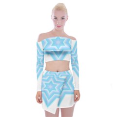 Pop Art T- Shirt Retro Star T- Shirt Off Shoulder Top With Mini Skirt Set by maxcute