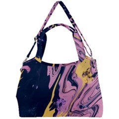 Pink Black And Yellow Abstract Painting Double Compartment Shoulder Bag by Jancukart