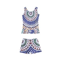 Tiles T- Shirttile Pattern, Moroccan Zellige Tilework T- Shirt Kids  Boyleg Swimsuit