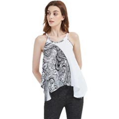 Trippy T- Shirt Cat Silhouette T- Shirt Flowy Camisole Tank Top