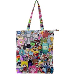 Assorted Cartoon Characters Doodle  Style Heroes Double Zip Up Tote Bag by Jancukart