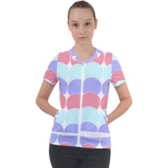 Very Peri T- Shirtvery Peri Geometric Circles T- Shirt Short Sleeve Zip Up Jacket by maxcute