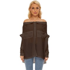 Mahogany Muse Off Shoulder Chiffon Pocket Shirt by HWDesign