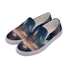 Space Planet Universe Galaxy Moon Women s Canvas Slip Ons by Ravend