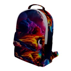 Ocean Sea Wave Clouds Mountain Colorful Sky Art Flap Pocket Backpack (large) by Pakemis