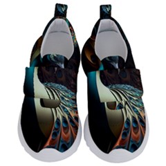 Peacock Bird Feathers Colorful Texture Abstract Kids  Velcro No Lace Shoes by Pakemis