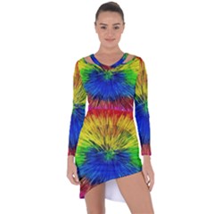 Colour Background Structure Lines Explosion Pop Asymmetric Cut-out Shift Dress by Pakemis