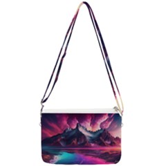 Ai Generated Mountain Ocean Lava Fire Sky Sea Double Gusset Crossbody Bag by Pakemis