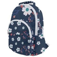 Floral Digital Background Rounded Multi Pocket Backpack