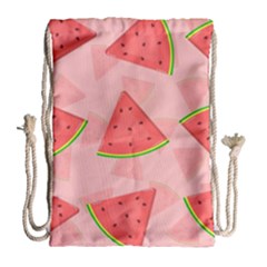 Background Watermelon Pattern Fruit Food Sweet Drawstring Bag (large) by Jancukart