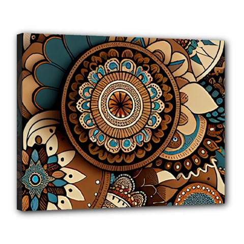 Bohemian Flair In Blue And Earthtones Canvas 20  X 16  (stretched) by HWDesign