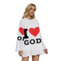 I love god Round Neck Long Sleeve Bohemian Style Chiffon Mini Dress View3