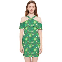 Leaf Clover Star Glitter Seamless Shoulder Frill Bodycon Summer Dress by Pakemis