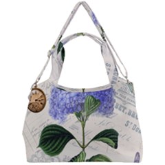 Blue Hydrangea Flower Painting Vintage Shabby Chic Dragonflies Double Compartment Shoulder Bag by danenraven