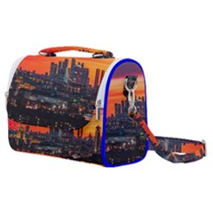 Downtown Skyline Sunset Buildings Satchel Shoulder Bag by Ravend