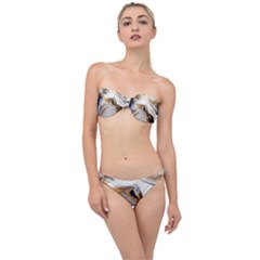 Marble Stone Abstract Gold White Classic Bandeau Bikini Set