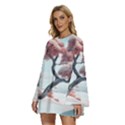 Color Snow Mountain Pretty Round Neck Long Sleeve Bohemian Style Chiffon Mini Dress View2