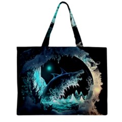 Sculpture Dinosaur Shark Frozen Winter Fantasy Zipper Mini Tote Bag by Ravend