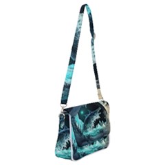 Sculpture Dinosaur Shark Frozen Winter Fantasy Shoulder Bag With Back Zipper by Ravend