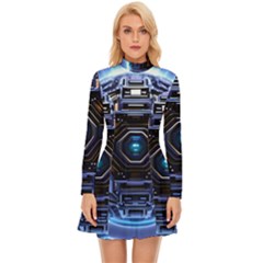 Ai Generated Digital Technology Computer Internet Long Sleeve Velour Longline Dress