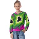 Fractal Art Math Abstract Artwork Pink Magenta Kids  Long Sleeve Tee with Frill  View1