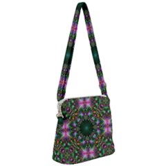 Kaleidoscope Digital Kaleidoscope Fractal Mirrored Zipper Messenger Bag