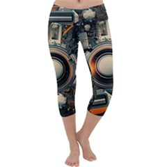 Illustrations Technology Robot Internet Processor Capri Yoga Leggings by Ravend