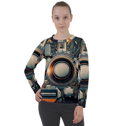 Illustrations Technology Robot Internet Processor Women s Long Sleeve Raglan Tee by Ravend