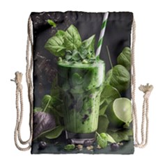 Ai Generated Drink Spinach Smooth Apple Ginger Drawstring Bag (large) by danenraven