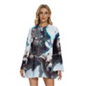 Ai Generated Viking God Fantasy Dog Norse Man Round Neck Long Sleeve Bohemian Style Chiffon Mini Dress View1