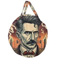 Ai Generated Nikola Tesla Tesla Nikolas Electricity Giant Round Zipper Tote by danenraven