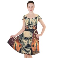 Ai Generated Nikola Tesla Tesla Nikolas Electricity Cap Sleeve Midi Dress by danenraven