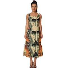 Ai Generated Nikola Tesla Tesla Nikolas Electricity Square Neckline Tiered Midi Dress by danenraven