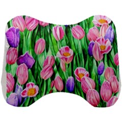 Combined Watercolor Flowers Head Support Cushion by GardenOfOphir