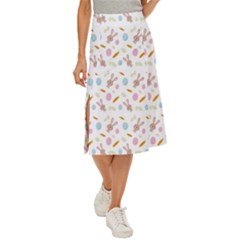 Easter Bunny Pattern Hare Easter Bunny Easter Egg Midi Panel Skirt by Ravend