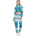 Ai Generated Waves Ocean Sea Tsunami Nautical Blue Sea Cropped Zip Up Lounge Set View1