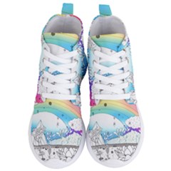 Rainbow Fun Cute Minimal Doodle Drawing Arts Women s Lightweight High Top Sneakers by Ravend