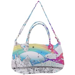 Rainbow Fun Cute Minimal Doodle Drawing Arts Removal Strap Handbag by Ravend