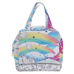 Rainbow Fun Cute Minimal Doodle Drawing Arts Boxy Hand Bag by Ravend