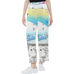 Rainbow Fun Cute Minimal Doodle Drawing Arts Women s Pants  by Ravend