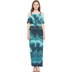 Thunderstorm Tsunami Tidal Wave Ocean Waves Sea Draped Sleeveless Chiffon Jumpsuit by Ravend