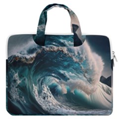 Tsunami Waves Ocean Sea Water Rough Seas 5 Macbook Pro 16  Double Pocket Laptop Bag  by Ravend