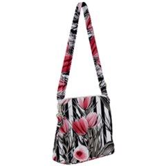 Chic Watercolor Flowers Zipper Messenger Bag