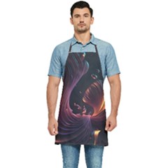 Ai Generated Swirls Space Design Fractal Light 3d Art Pattern Kitchen Apron by Ravend