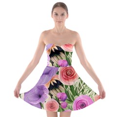 Brittle And Broken Blossoms Strapless Bra Top Dress by GardenOfOphir