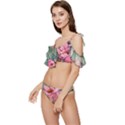 Nature-inspired Flowers Ruffle Edge Tie Up Bikini Set	 View2