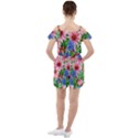 Exotic Tropical Flowers Ruffle Cut Out Chiffon Playsuit View2