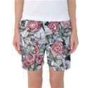 Retro Topical Botanical Flowers Women s Basketball Shorts View1